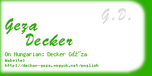 geza decker business card